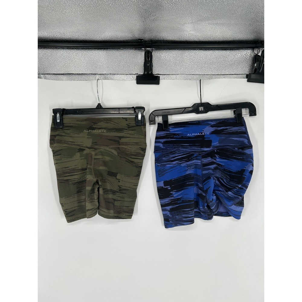 Lot Of 2 Alphalete Shorts Womens S Camo Athletic Gym Running High Waisted Rise